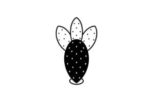 Stylized Prickly Pear Cactus with Pads Silhouette vector