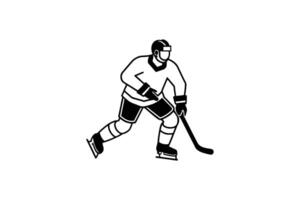 Ice Hockey Player in Action Silhouette vector