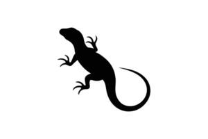 Lizard Silhouette on White Background with Curled Tail and Sharp Claws vector