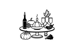 Autumn Harvest Feast Still Life Table Silhouette vector