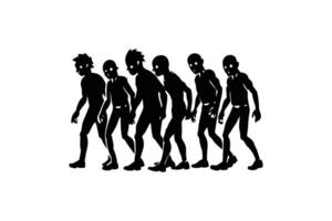 Zombie Horde Walking in a Line Silhouette vector