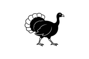 Walking Turkey Illustration in Black and White Silhouette vector