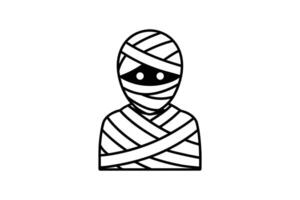 Simple Mummy Icon Wrapped in Bandages Silhouette vector