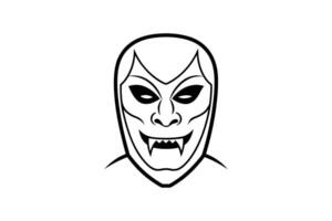 Vampire Face with Fangs in Black and White Silhouette vector