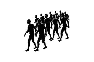 Crowd of Zombies Walking Forward in Silhouette Style vector