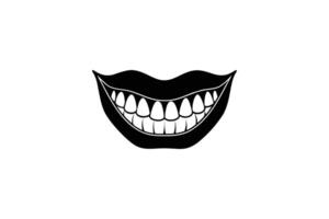 Smiling Mouth with Teeth Lips and Gums in a Black and White Silhouette Style Isolated on White Background Illustration silhouette vector