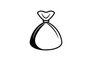 Simple Sack Icon in Black and White Silhouette vector