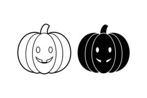 Halloween Pumpkin Outline and Silhouette with Smiling Face vector