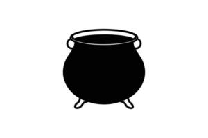 Simple Black and White Witch s Cauldron for Halloween or Spooky Themes Featuring a Clean Silhouette vector
