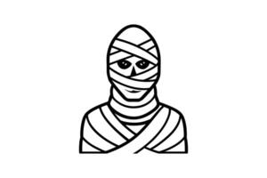 Mummy Illustration Wrapped in Bandages in Black and White Silhouette vector