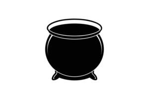 Simple and Clean Witch s Cauldron Illustration in Black and White Perfect for Halloween Designs and Spooky Themes Silhouette vector