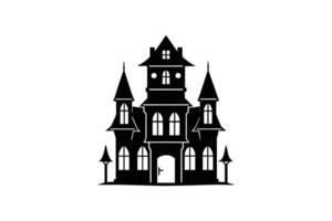 Spooky Haunted House Silhouette for Halloween Graphic Design vector