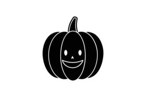 Smiling Halloween Pumpkin Silhouette with Simple Design and White Outline vector