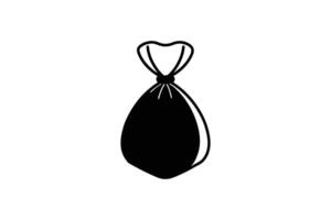 Black Garbage Bag Icon Illustration in Silhouette Style vector