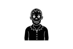 Creepy Zombie Man in Button Down Shirt Silhouette vector