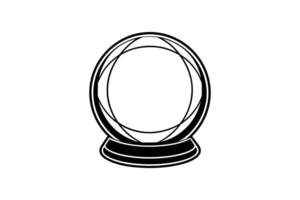 Minimalist Black and White Crystal Ball Silhouette Design Perfect for Halloween and Fortune Telling Concepts Isolated on White Background silhouette vector