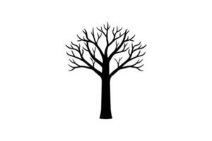 Bare Tree Silhouette on White Background in Format vector