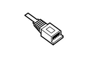 Ethernet Cable Connector Isolated on White Background silhouette vector