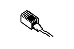 Isometric Ethernet Cable Connector Silhouette for Networking and Data Transfer vector