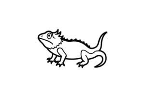 Bearded Dragon Outline Illustration Isolated on White Background silhouette vector