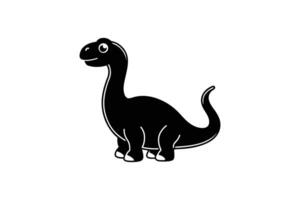 Cute Cartoon Brontosaurus Dinosaur Illustration in Black Silhouette Style vector