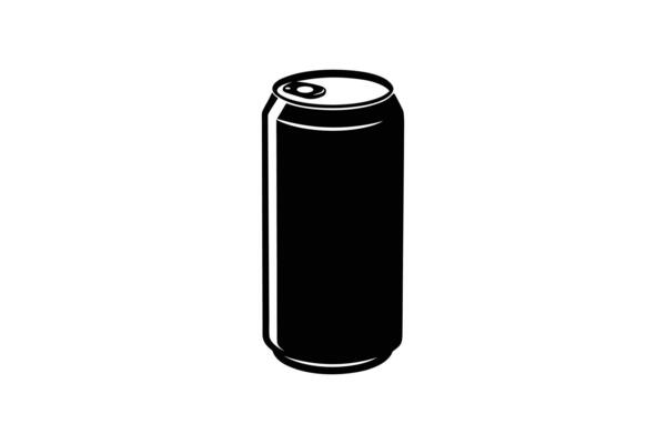 Soda or Beer Can Illustration in Black Silhouette