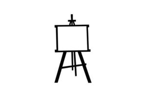 Artist easel with blank canvas in black silhouette style vector