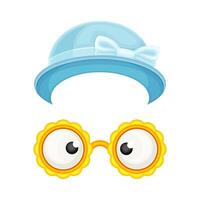 Carnival or masquerade party objects set. Bowler hat and eyeglasses cartoon illustration vector