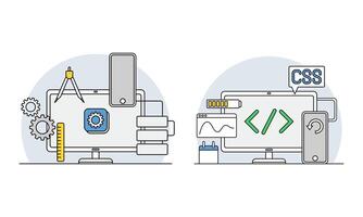 Online education line symbols set. Digital learning, distant school. Learn online, webinar signs illustration vector