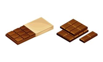 Cocoa products set. Sweet chocolate bars illustration vector