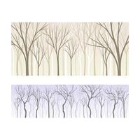 Beautiful monochrome seamless background with lifeless forest trees silhouettes set. Early spring, late autumn or winter landscape design illustration vector