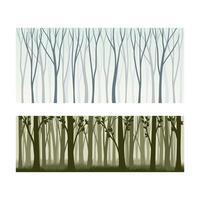 Beautiful monochrome seamless background with lifeless forest trees silhouettes set illustration vector