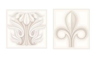 Architectural decor detail set. Classic antique facade decor element illustration vector