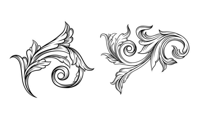 Floral decorative classic design elements set illustration