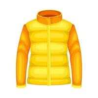 Winter Clothes with Yellow Down Jacket with Long Sleeve as Warm Outerwear and Protection Against Cold Weather Illustration vector