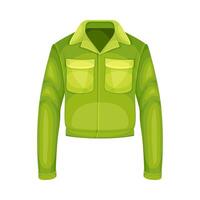 Winter Clothes with Green Down Jacket with Long Sleeve as Warm Outerwear and Protection Against Cold Weather Illustration vector