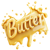 Creamy butter splash with vibrant yellow color, showcasing playful and appetizing design. Perfect for culinary themes and food related content. Isolated on transparent background png