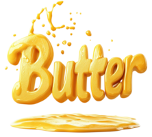 Creamy butter splash with vibrant yellow color, isolated on transparent background, evokes sense of freshness and indulgence. Isolated on transparent background png