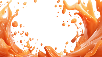 Orange Color Splash 3D Render Isolated on Transparent Background for Creative Projects png