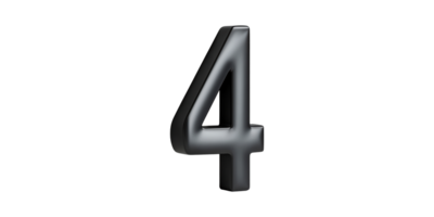 Black number four isolated on transparent background png