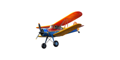Vintage biplane with vibrant colors isolated on transparent background png
