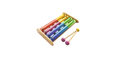 Colorful xylophone with mallets isolated on transparent background png