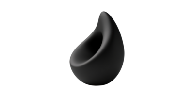 Abstract black sculpture with curved shape isolated on transparent background png