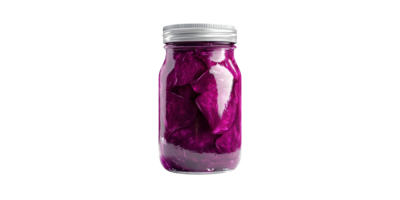 Jar of pickled purple cabbage isolated on transparent background png