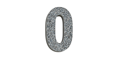 Sparkling silver glitter number zero isolated on transparent background png