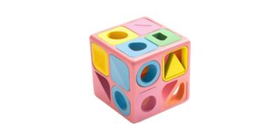 Colorful shape sorting cube toy isolated on transparent background png