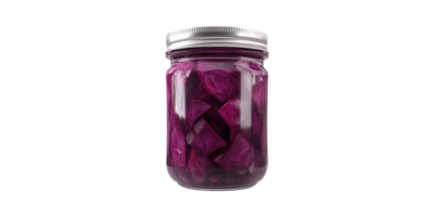 Glass jar of red cabbage isolated on transparent background png