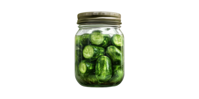 Jar of pickled cucumbers isolated on transparent background png