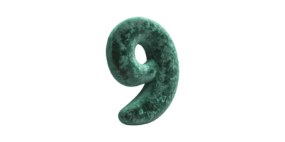 Plush green number nine digit isolated on transparent background png