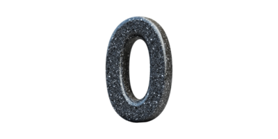 Sparkling stone texture number zero design isolated on transparent background png